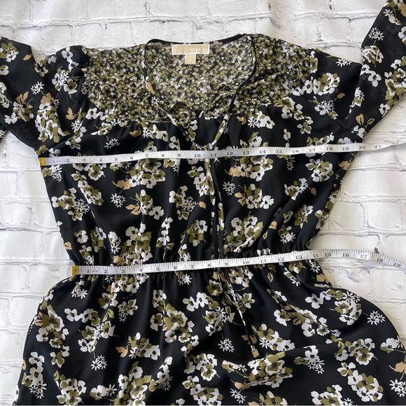 MICHAEL Michael Kors black green long sleeve mini dress fit & flare size M - Picture 9 of 14